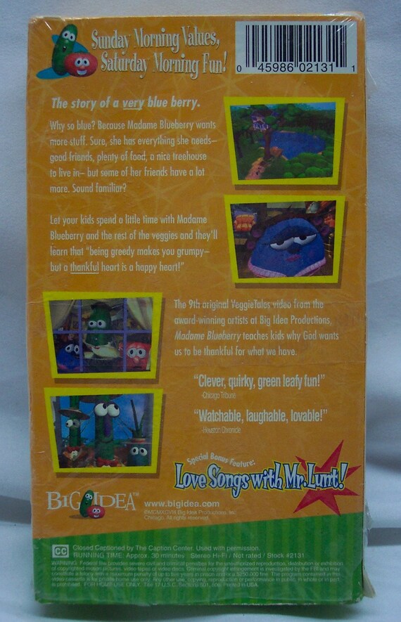Vintage 1993 VEGGIE TALES Madame Blueberry A Lesson in