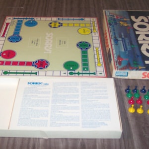 Vintage 1972 SORRY Slide Pursuit Game Board Game Complete with Instructions 1970&#39;s Strategy Parker Brothers