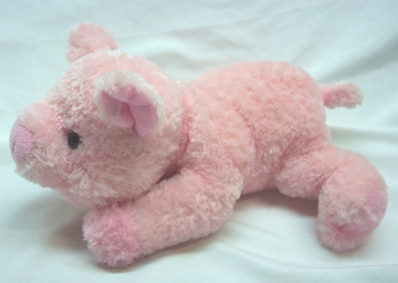 Vintage RUSS PUCKERS Pink PIG 10 Plush Stuffed Animal Toy 1990's