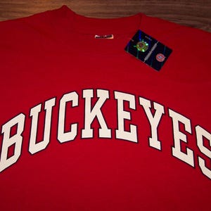 Vintage OHIO STATE UNIVERSITY Buckeyes T-Shirt Mens Medium New Y2K Red