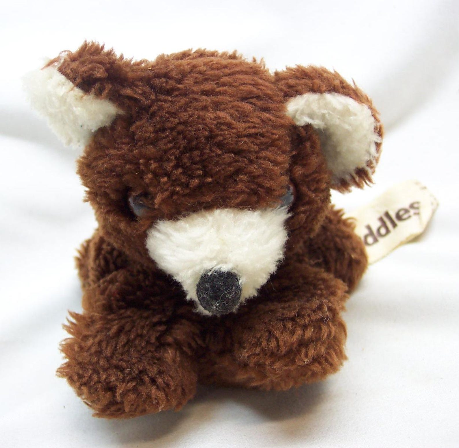 Vintage 1980's RUSS Cute Mini CUDDLES Brown Teddy Bear 4" Plush Stuffed ...
