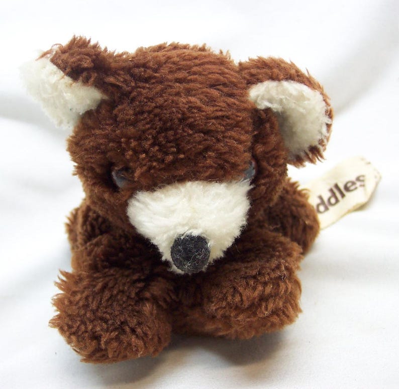 Vintage 1980's RUSS Cute Mini CUDDLES Brown Teddy Bear 4" Plush Stuffed ...