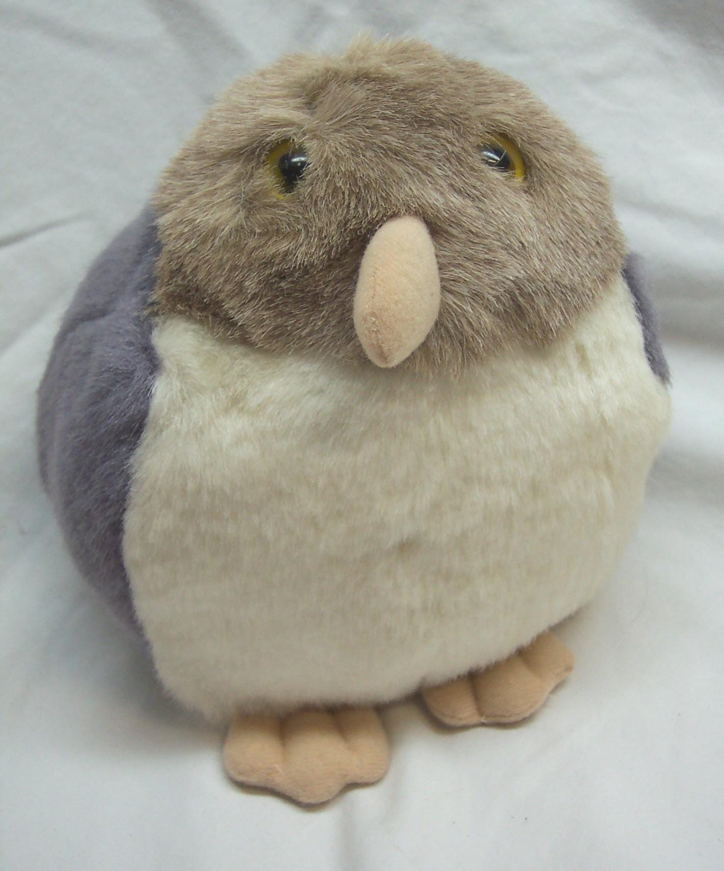 Vintage BJ Toys Cute Round BIRD OWL 6" Plush Stuffed Animal Toy 1980's