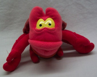 Vintage 1997 Walt Disney Little Mermaid SEBASTIAN CRAB 6" Plush Stuffed Animal TOY 1990's Original