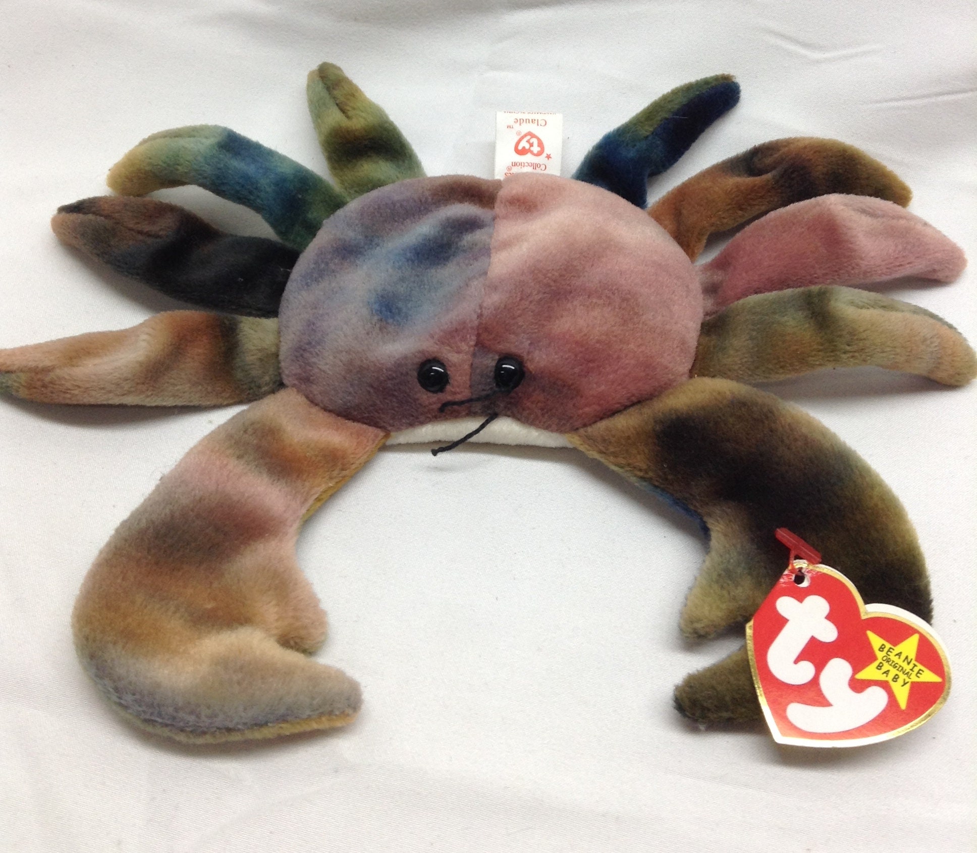 1996 Vintage Retired Ty Beanie Babies CLAUDE THE CRAB 