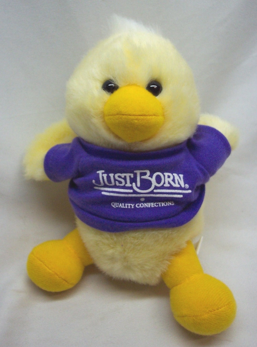 Vintage just born candy yellow duck w removeable shirt plush stuffed