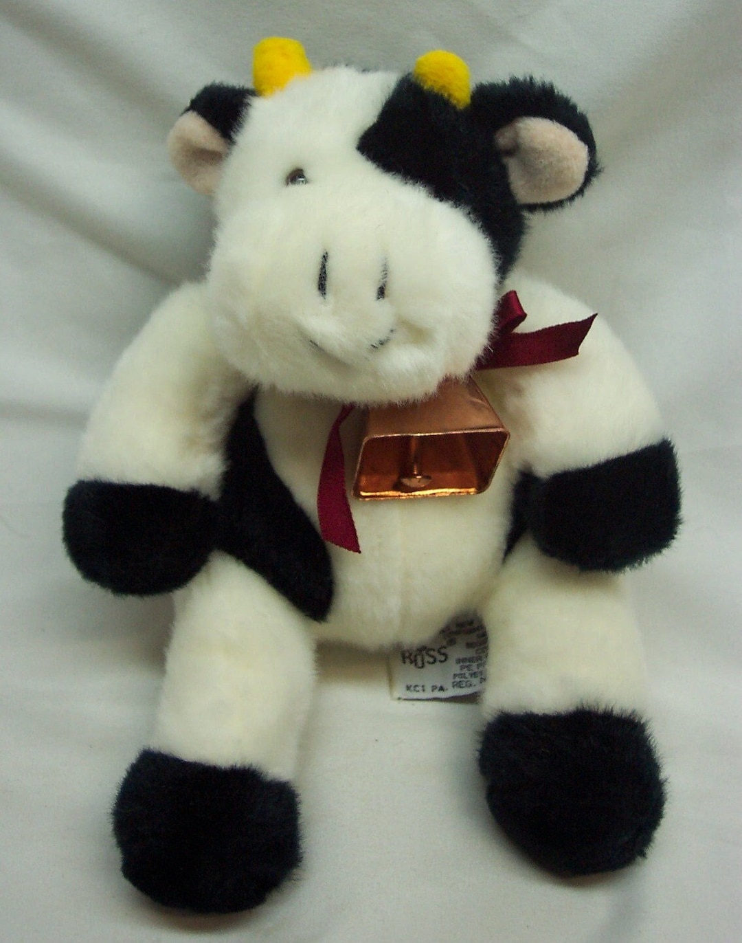 Vintage RUSS JANGLES COW W/ Bell 8 Plush Stuffed Animal Toy 1990's Farm ...