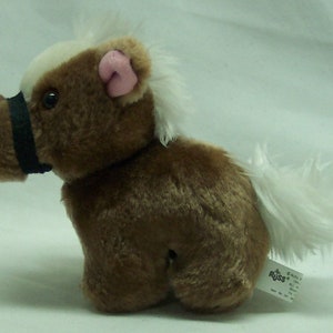 Vintage 1980&#39;s RUSS Little Brown and White HORSE 6&quot; Plush Stuffed Animal Toy 80&#39;s