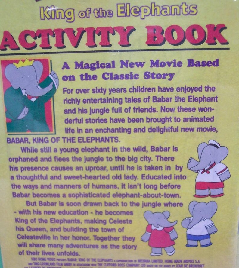 Vintage 1998 BABAR King of the Elephants Cartoon Vhs Video NEW Factory ...