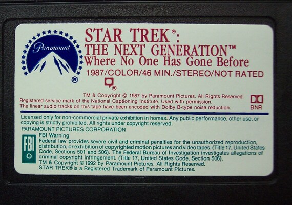Vintage 1987 STAR TREK the Next Generation Where No One Has Gone