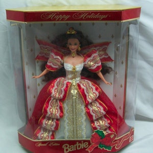 Vintage 1997 BARBIE Happy Holidays Special Edition Toy Doll Mattel NIEUWE Rode Jurk