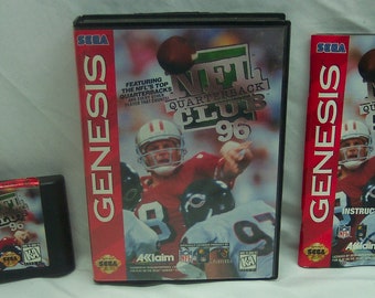 Vintage NFL QUARTERBACK CLUB 96 Football Sega Genesis Video Game Complete with Manual 1996