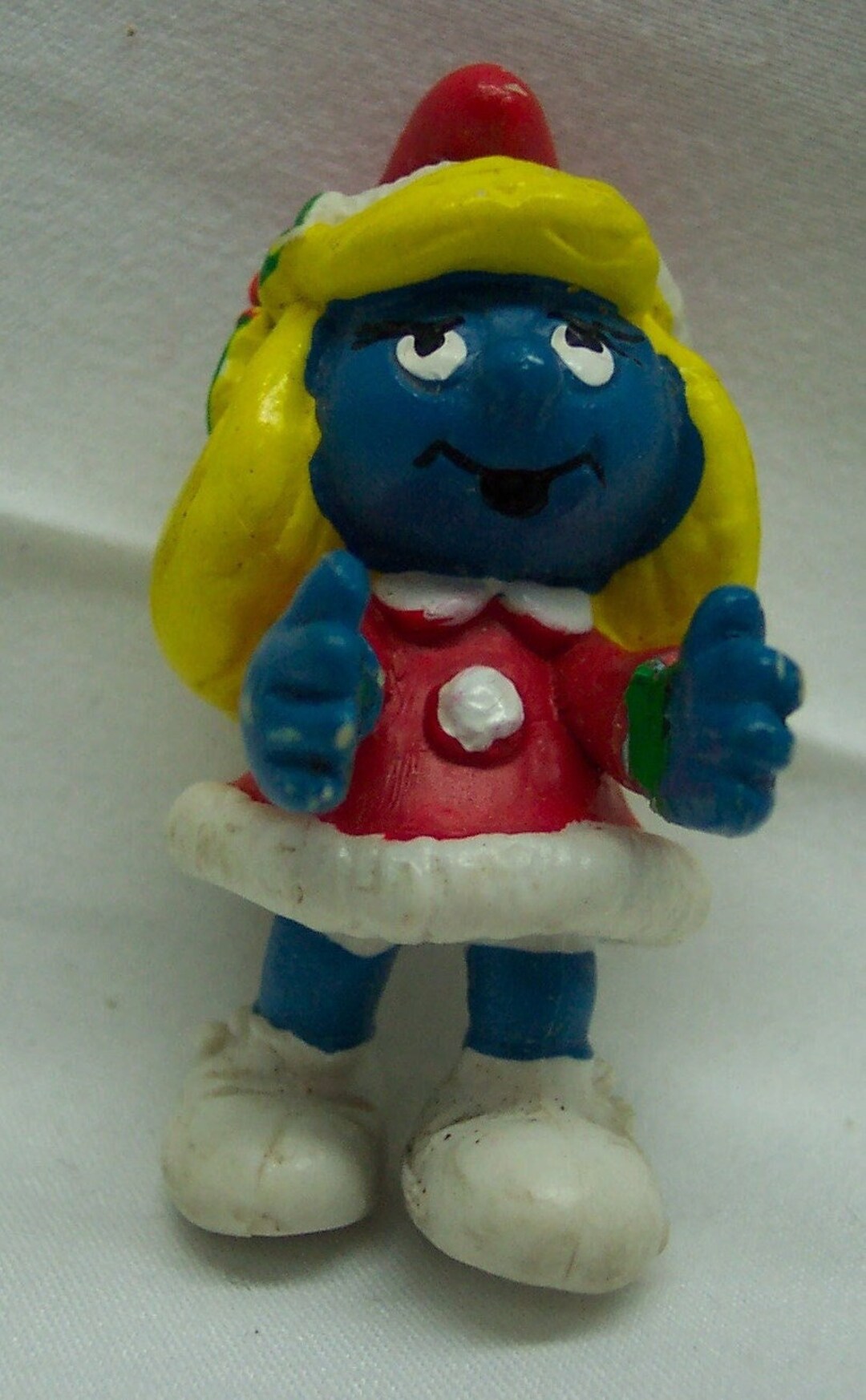 Vintage 1982 Schleich the Smurfs SMURFETTE CHRISTMAS PVC Toy