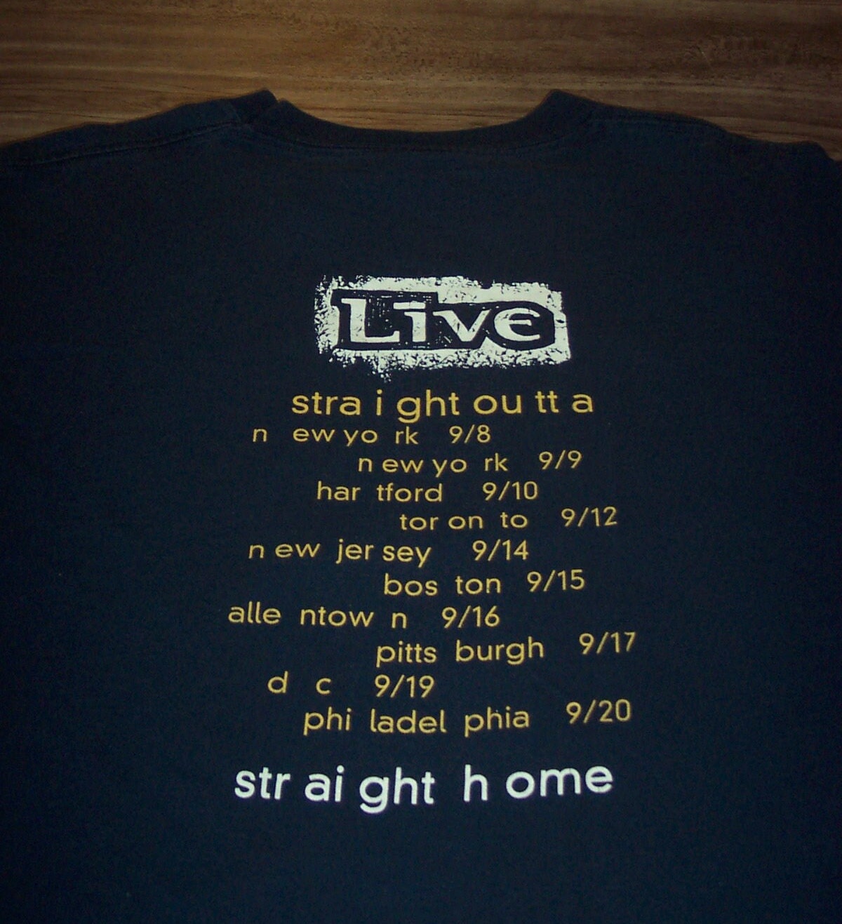 Vintage 1994 LIVE Band Straight Outta York Tour Concert T-shirt