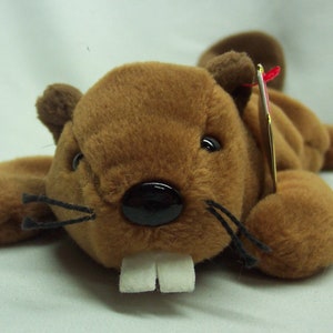 Vintage 1995 TY Beanie Baby BUCKY The Beaver Bean Bag Stuffed Toy Babies 1990&#39;s NEW