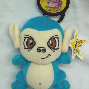 Vintage Neopets  BRIGHT BLUE MYNCI Neopet 4&quot; Plush Stuffed Animal Toy with Clip Keychain McDonald&#39;s Tag