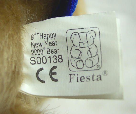Vintage 2000 Fiesta HAPPY NEW YEAR Millennium Teddy Bear 9