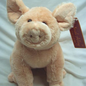 Vintage Animal Alley Gund GIBBLER Pink Pig 10&quot; Plush Stuffed Animal Toy Toys R Us Farm