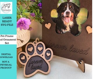 Pet Memorial Photo Frame and Ornament SVG Digital File ONLY, Dog Memorial, Cat Memorial, Pet Sympathy Gift,