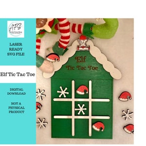 Elf Tic Tac Toe SVG, Elf Accessory, Elf Prop, Glowforge Laser Cutting File
