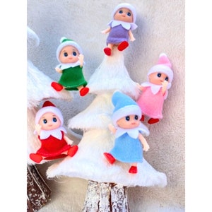Christmas Elf Baby Toddler in Skirt Set, Girl Sister Elf, Elf Prop, Elf Accessory, Shelf Sitter, Stocking Stuffer, Gift for Girl or Boy image 3