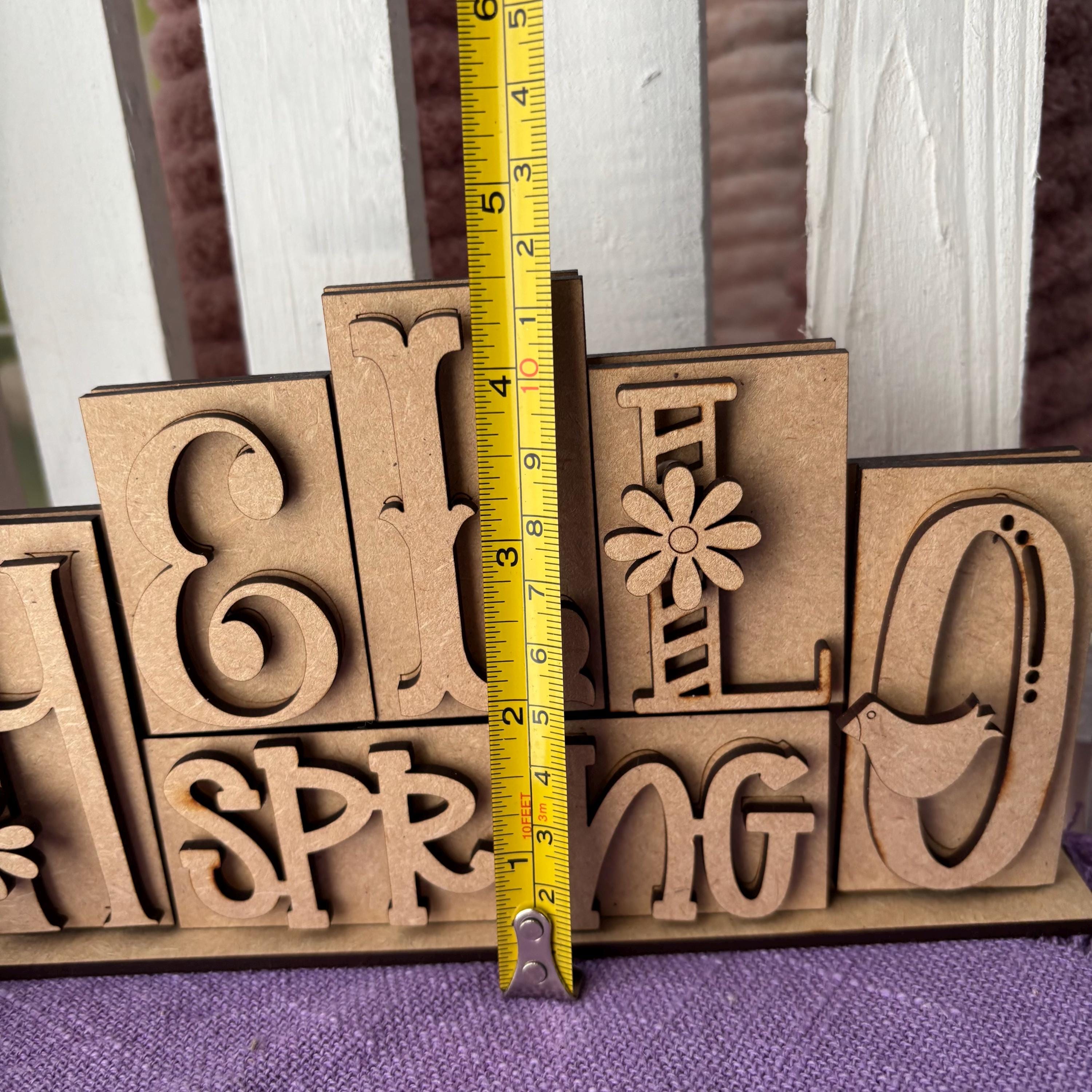 Hello Spring Block Decor DIY Hello Spring Mini Word Block Blank Kit, Paint-your-own Spring or ...