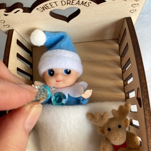 Elf Doll Baby Crib, Elf Baby Bed, Elf Prop, Elf Accessory, Baby Doll Crib, Miniature Doll Crib, Laser Wood Doll Bed image 10