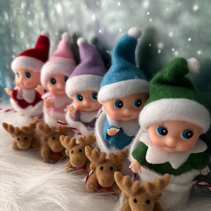 Christmas Elf Baby Doll Set, Elf Prop, Elf Accessory, Shelf Sitter, Stocking Stuffer, Doll Crib, Baby Girl Boy Elf,