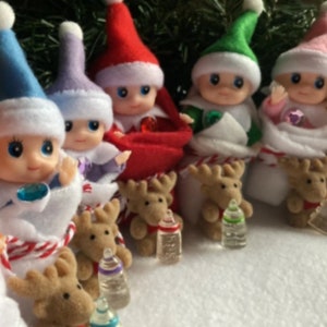 Christmas Elf Baby Doll Set, Elf Prop, Elf Accessory, Shelf Sitter, Stocking Stuffer, Doll Crib, Baby Girl Boy Elf,