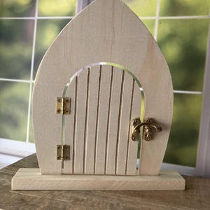 Wood Fairy Door That Opens, Fairy Garden Home Decor Accessory, Kids Homeschool or Birthday Craft, Tooth Fairy or Christmas Elf Magical Door