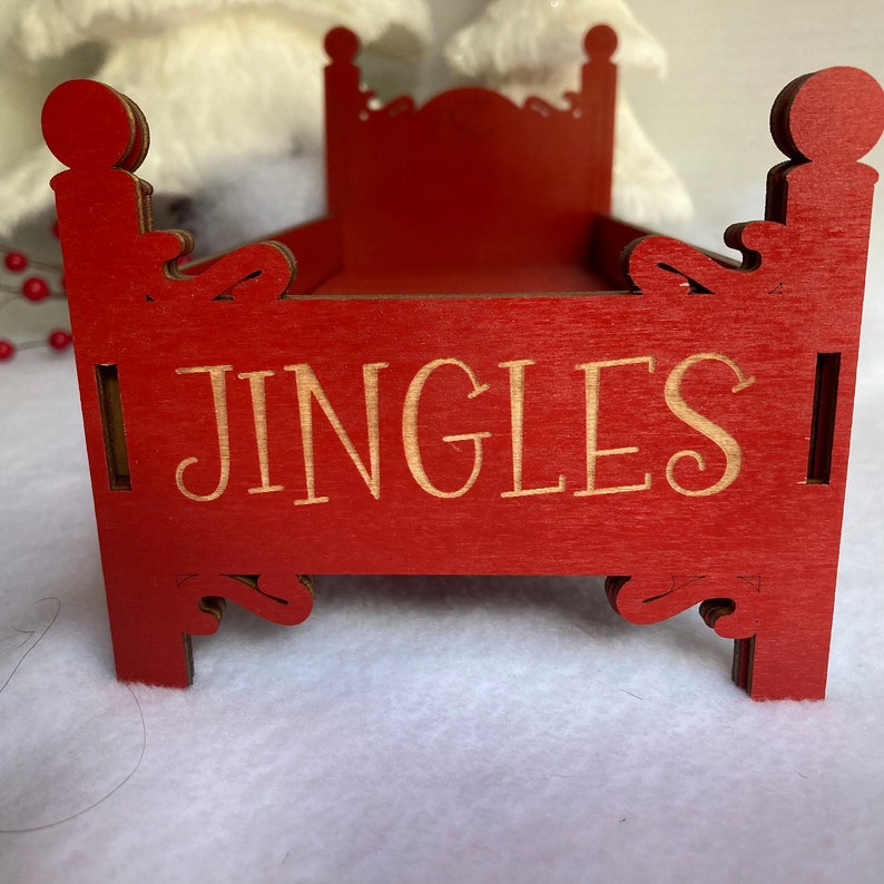 Personalized Christmas Elf Doll Bed, Doll Bed Blanket and Pillow, Elf Doll Furniture, Elf Prop, Elf Accessory, Shelf Sitter, Holiday Gift image 4