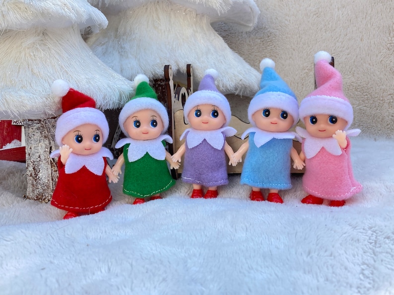 Christmas Elf Baby Toddler in Skirt Set, Girl Sister Elf, Elf Prop, Elf Accessory, Shelf Sitter, Stocking Stuffer, Gift for Girl or Boy image 4