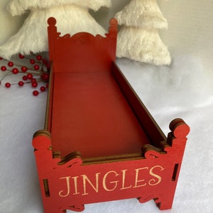 Personalized Christmas Elf Doll Bed, Doll Bed Blanket and Pillow, Elf Doll Furniture, Elf Prop, Elf Accessory, Shelf Sitter, Holiday Gift Finished (RED)