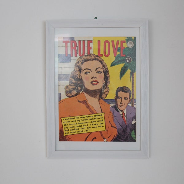 Comic Book  - True Love #6 - Framed Original Rare - Wall Art - Collectible - Retro -1950s