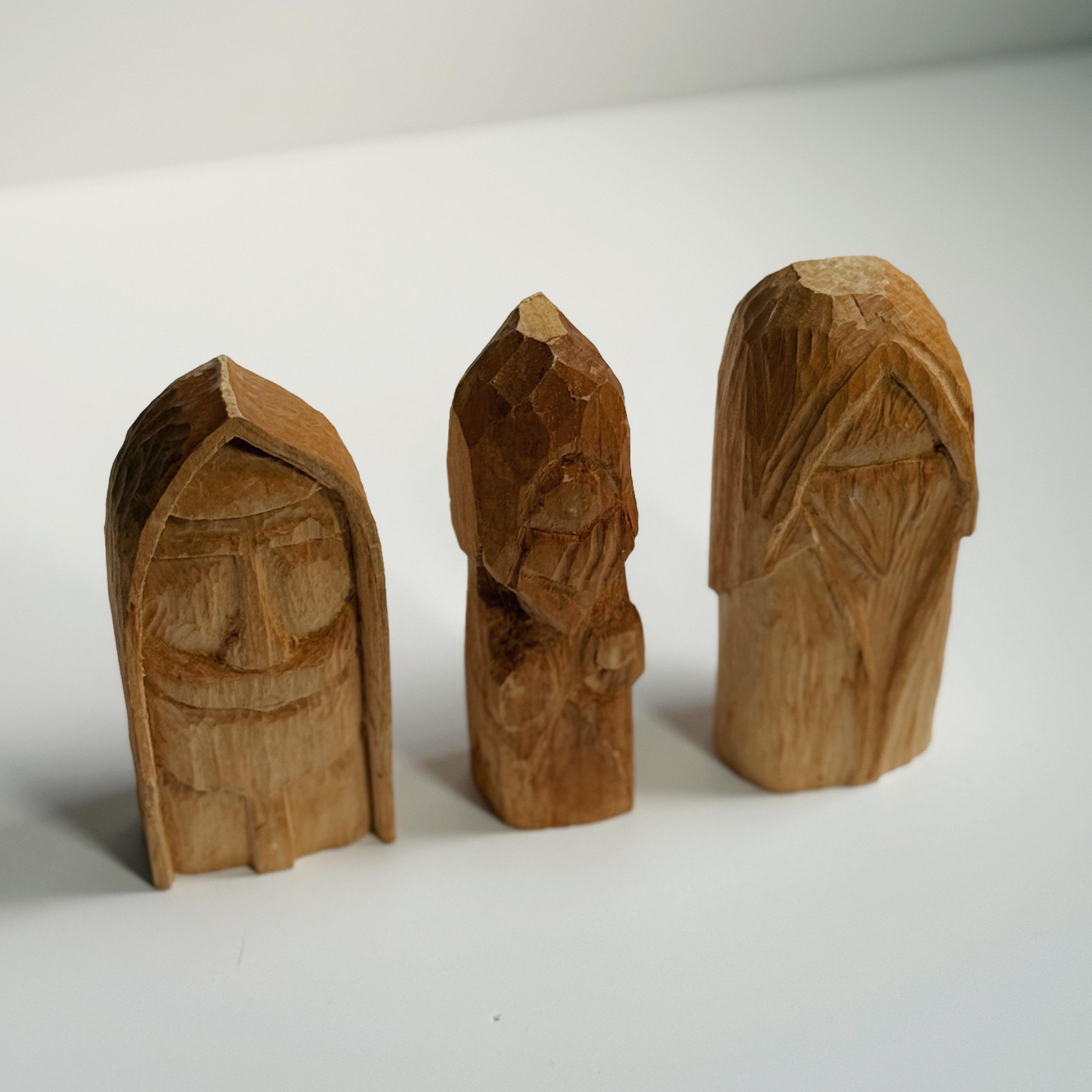 Vintage Hand Carved Trio of People - Etsy