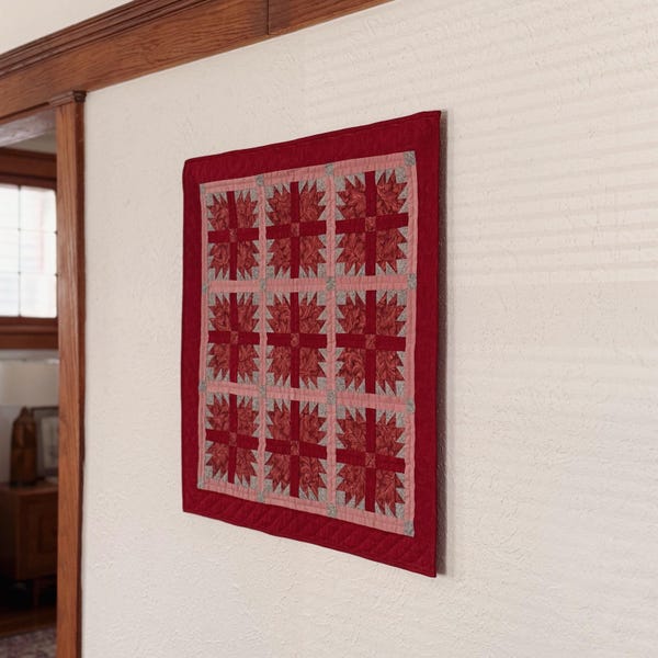 Vintage 29” Wall Hanging Handmade Quilt