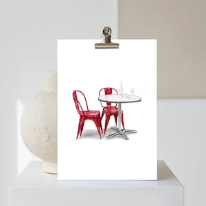 Wijn Happy Hour Illustratie | Buiten dineren in de buitenlucht | Afdrukbare Bar Cart Home Decor Art Print