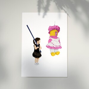 Birthday Party Piñata Illustration | Childhood Drawing | Printable Art Home Decor