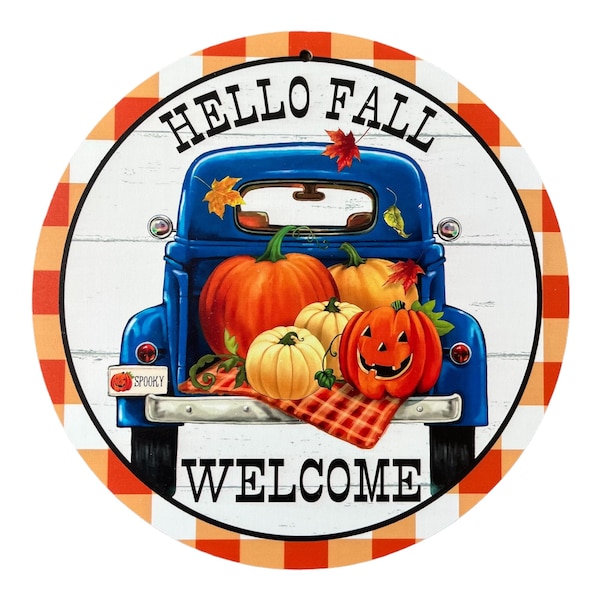 Blue Truck Fall Decor Etsy