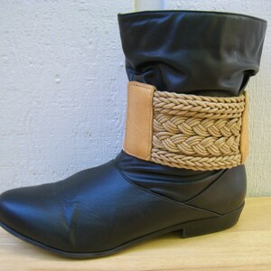 Bootstraps - beige leather, with beige woven fabric cording detail and beige elastic