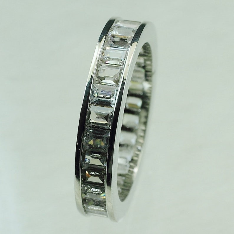 ID:R0910 Women Vintage Jewelry 18K White Gold GF Stunning Engagement Wedding Bridal Diamonique Eternity Band Ring