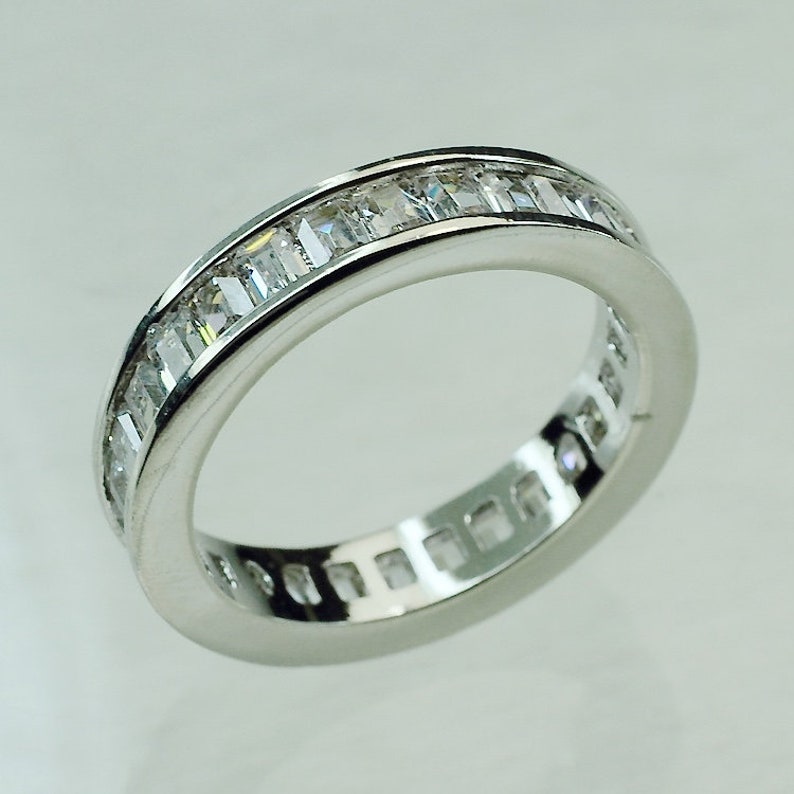 ID:R0910 Women Vintage Jewelry 18K White Gold GF Stunning Engagement Wedding Bridal Diamonique Eternity Band Ring