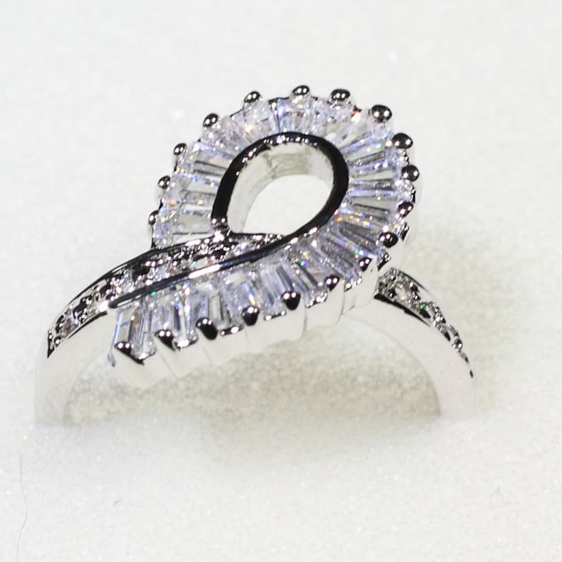 ID:R7427 Women Jewelry 18K White Gold GF Sparkling Clear Stones Casual Fashion Eternity Ring