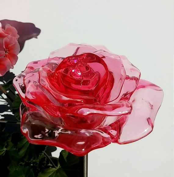 Solar Powered Red Rose Flower Multi Color Changing Led Light Solar Powered Red Rose Flower Multi, Solar Glass Flowers For Garden