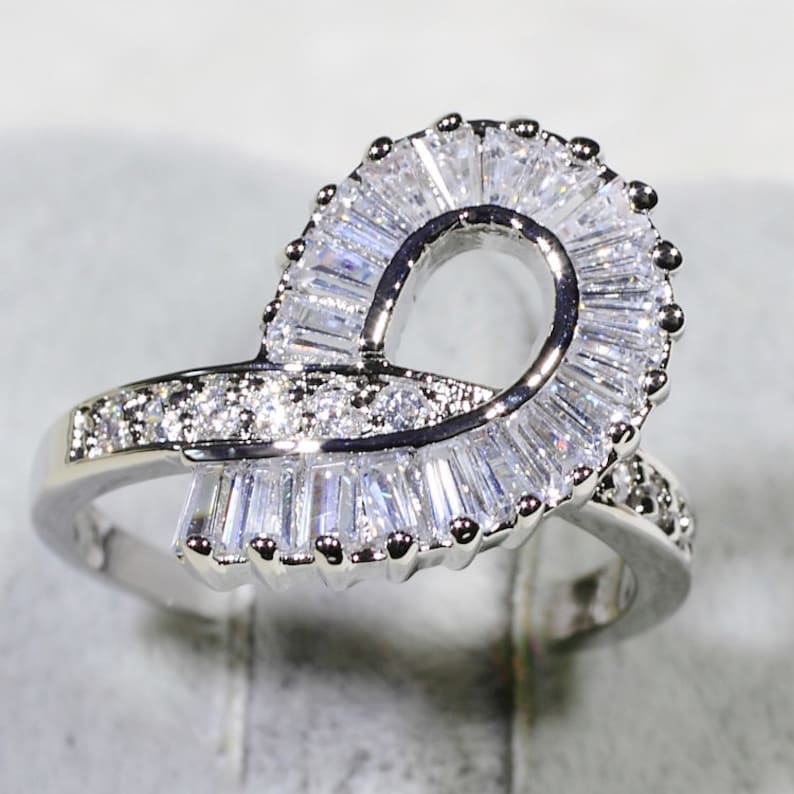 ID:R7427 Women Jewelry 18K White Gold GF Sparkling Clear Stones Casual Fashion Eternity Ring
