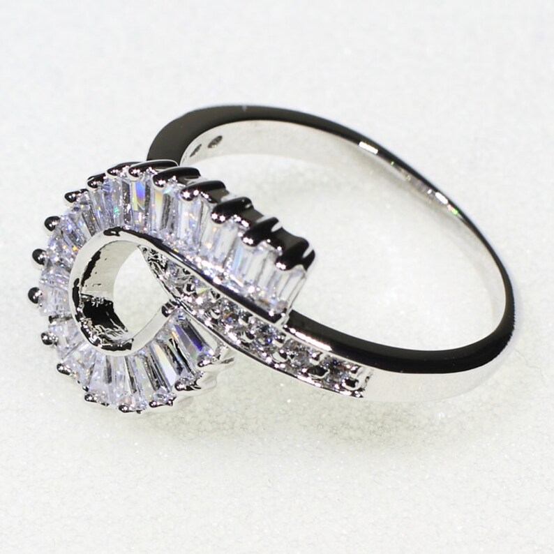 ID:R7427 Women Jewelry 18K White Gold GF Sparkling Clear Stones Casual Fashion Eternity Ring
