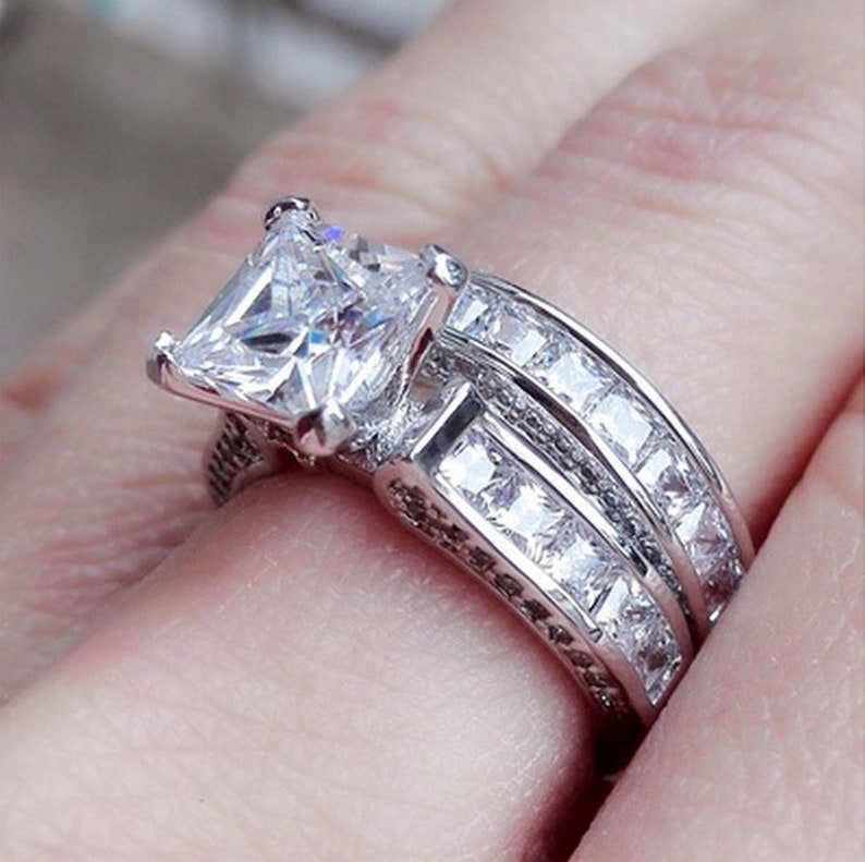 ID:R009 Women 18K White Gold GF Antique Jewelry Engagement - Etsy