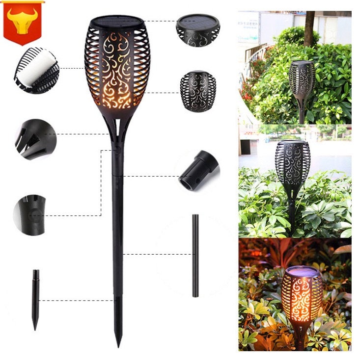 2-Pack Solar Garden Yard Decor Flame Torch Light Outdoor | Etsy