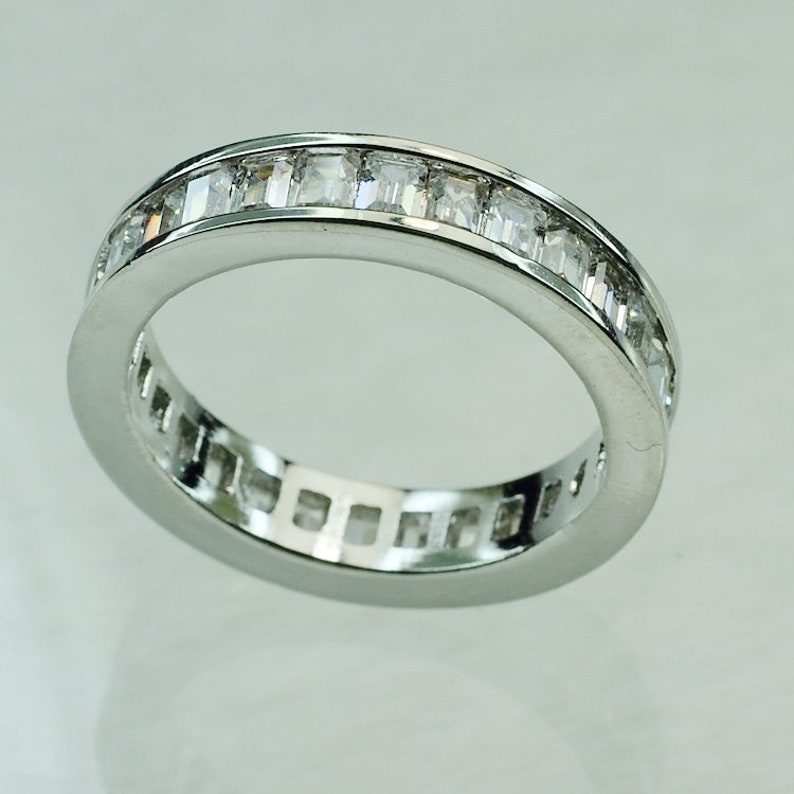 ID:R0910 Women Vintage Jewelry 18K White Gold GF Stunning Engagement Wedding Bridal Diamonique Eternity Band Ring
