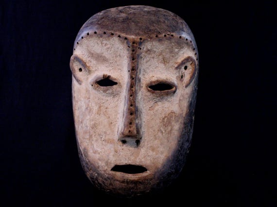African Art Tribal First Arts African Mask Maske Mascara Africano Africana Africa Africa - Old Lega Mask - Ex DRC - 25.5 Cms +++++